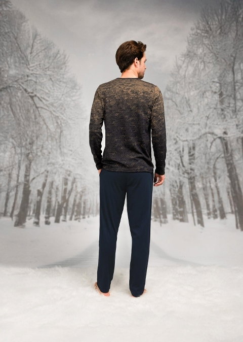 Baklava Desenli Pamuklu Uzun Kollu Erkek Pijama Takımı Doreanse 26K4604 - 2