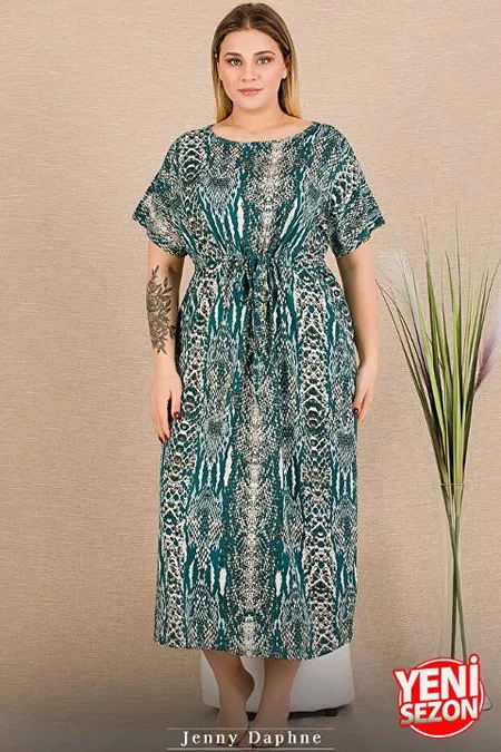 Desenli Büzgülü Kısa Kollu Gecelik Lady 7287 - 2