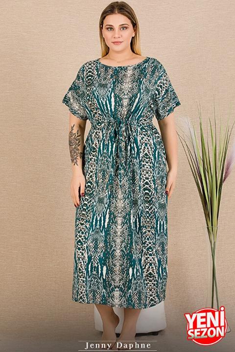 Desenli Büzgülü Kısa Kollu Gecelik Lady 7287 - 2