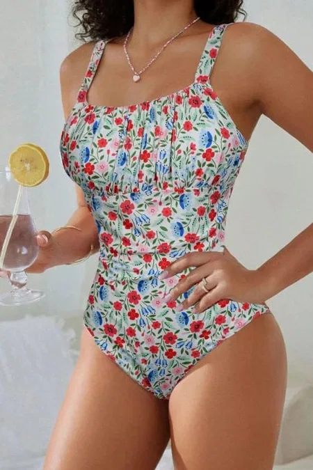 Çok Renkli Çiçek Baskılı Askılı Mayo Bella Notte M-9009 - Çok Renkli