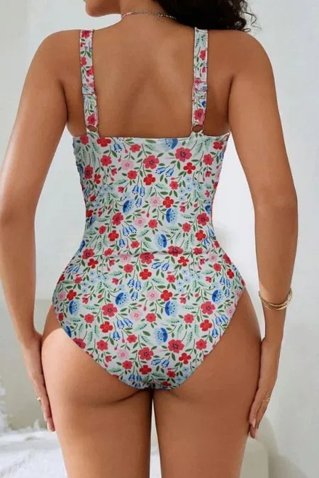 Çok Renkli Çiçek Baskılı Askılı Mayo Bella Notte M-9009 - Çok Renkli