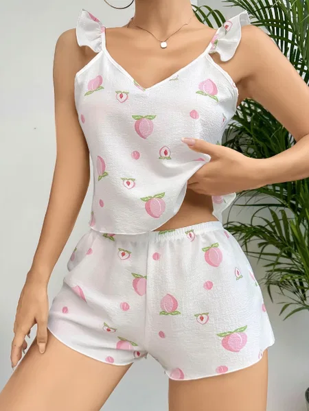 Şortlu Pamuklu Kadın Pijama Takımı Lily Bianca 13108 - Beyaz