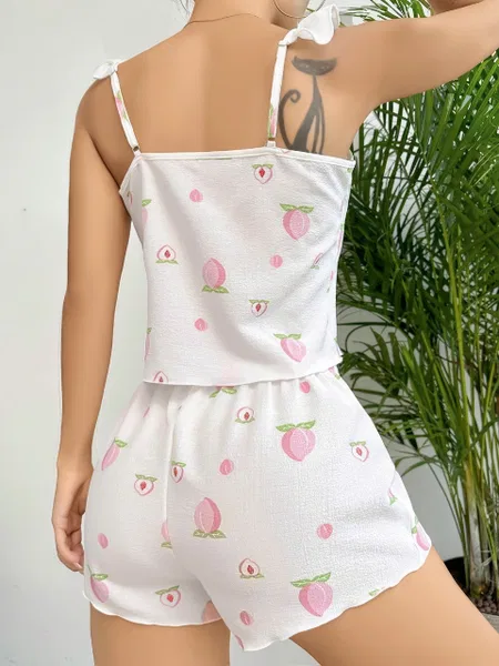 Şortlu Pamuklu Kadın Pijama Takımı Lily Bianca 13108 - Beyaz