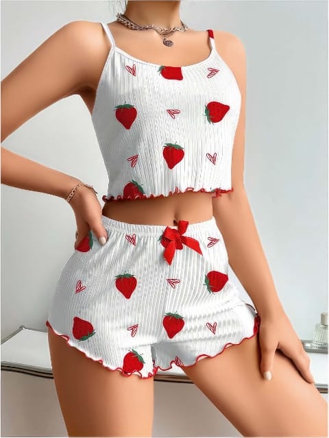 Beyaz Dantel Detaylı Askılı Şort Takım Lily Bianca 13014