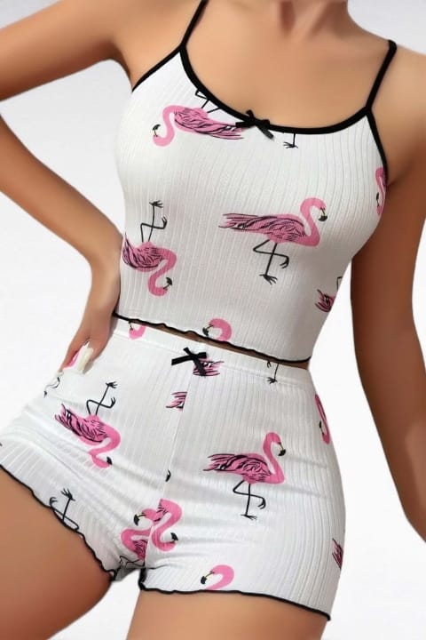 Beyaz Askılı Dantel Şort Takım Lily Bianca 13015 - 2