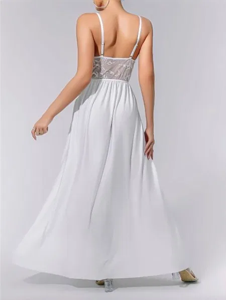 Tül Uzun Gecelik Tek Parça Beyaz Lily Bianca 214 - 2