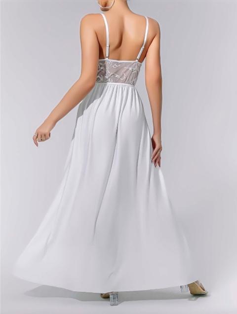 Tül Uzun Gecelik Tek Parça Beyaz Lily Bianca 214 - 2