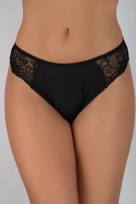 Dantelli Yüksek Bel Kadın Bikini Külot G-Box 919 - Siyah