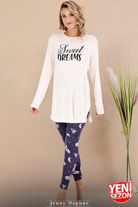 Desenli Viskon Uzun Kollu Pijama Takımı Lady 11689 - 2