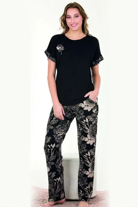 Lady Çiçek Desenli Kısa Kollu Pijama Takımı Lady 12581 - Görsel 2