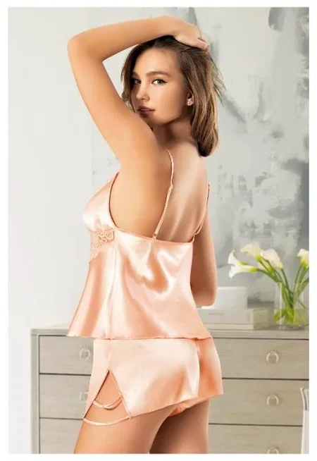 Dantelli Yırtmaçlı Şort Pijama Takımı Miss Laris 3124 - 2