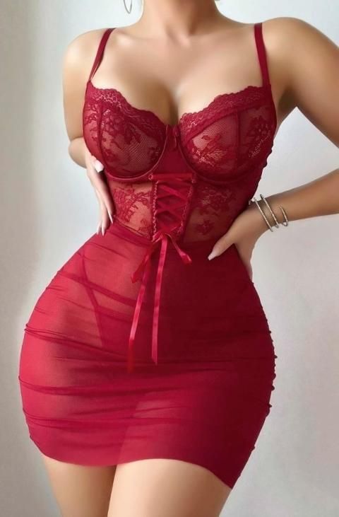 Ruselin Bordo Şeffaf Dantel Body Ruselin 2209