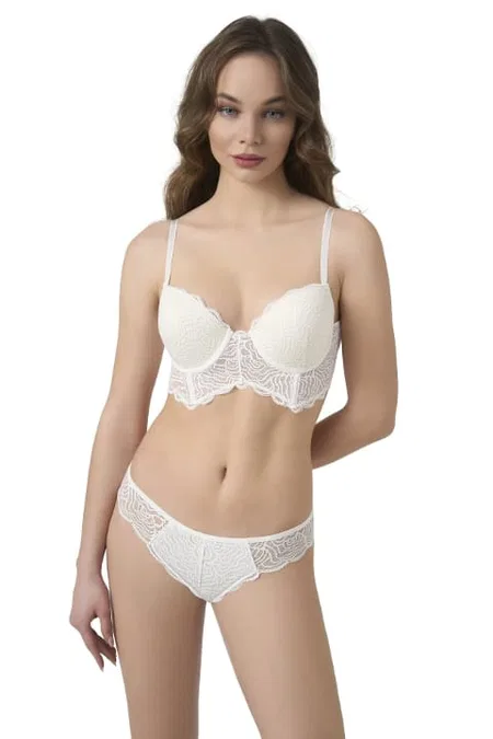 Geniş Dantel Astar Kaplı Bralet Sütyen Takım Büşra 328 - Ekru