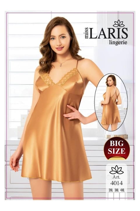 Miss Laris Büyük Beden Dantel İşlemeli Saten Body Miss Laris 4014