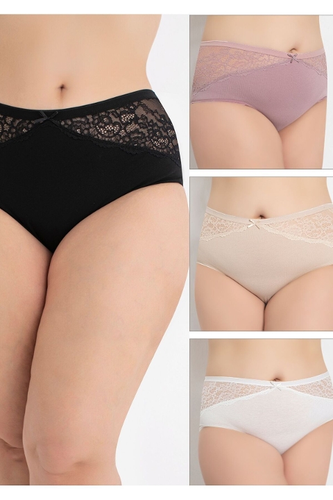 Yüksek Bel Pamuklu Dantelli Külot Confeo 804-518