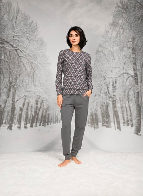 Büyük Beden Pamuk Polyester Desenli T-shirt Cepli Pantolon Takım Doreanse 4100