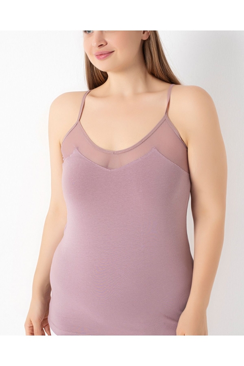 Pamuklu Nefes Alan İp Askılı Kadın Atlet Confeo 801 - Vizon