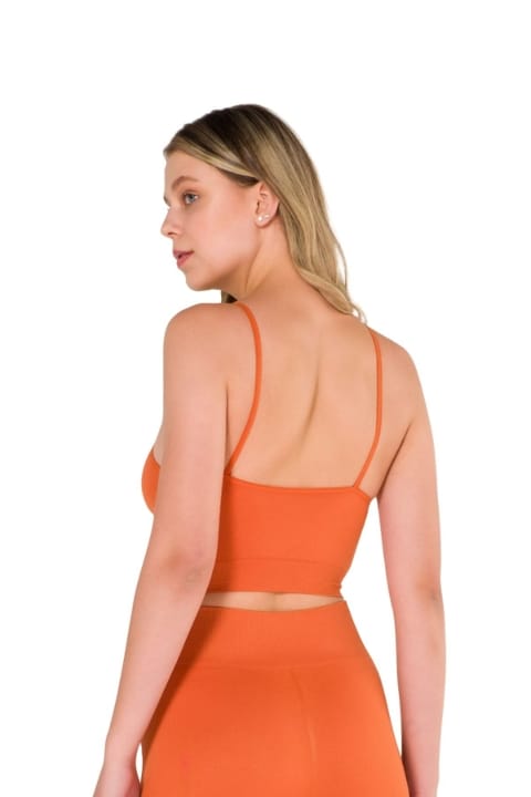 Büzgülü Dikişsiz Crop Büstiyer Jartiyer Takım FormActive 2000 - Turuncu