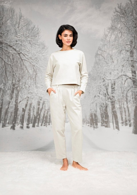 Pamuklu Nefes Alan Cepli Pantolon Uzun Kollu Sweatshirt Takım Doreanse 26K4093