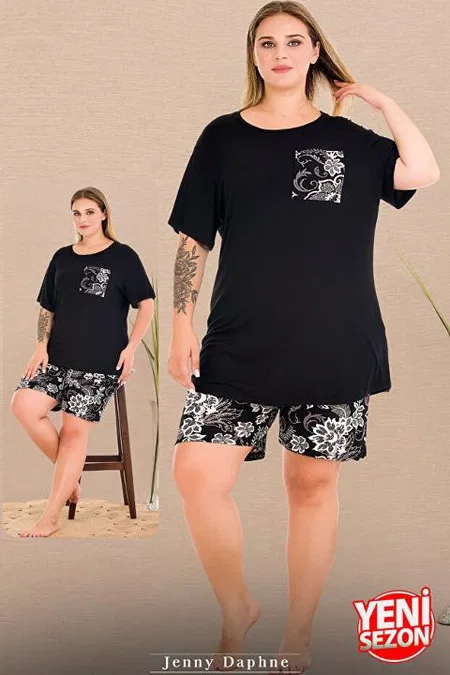 Çiçek Desenli Kısa Kollu Şortlu Pijama Takımı Lady 10438