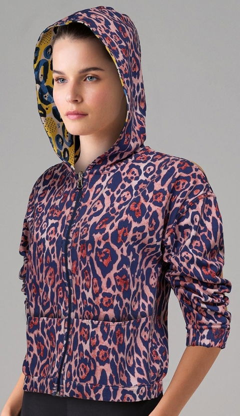 Çift Taraflı Kapüşonlu Desenli Kadın Mont Mor Doreanse 4331