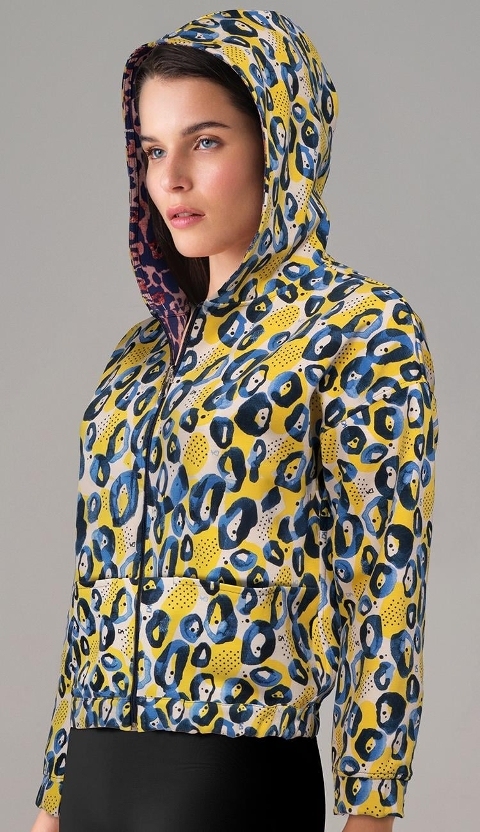 Doreanse Çift Taraflı Kapüşonlu Desenli Kadın Mont Mor Doreanse 4331 - Görsel 2