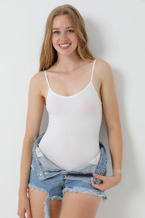 Yumuşak Dikişli Askılı Kadın Body FormActive 2200 - Beyaz