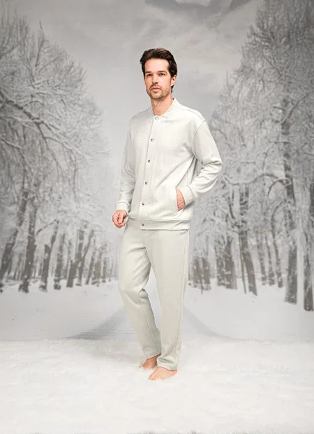Pamuklu Cepli Uzun Kollu Erkek Pijama Takımı Doreanse 26K4593 - Bej