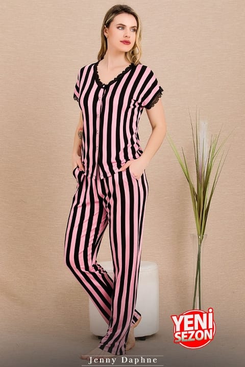 Lady Çizgili Kısa Kollu Pijama Takımı Lady 12496 - Görsel 2