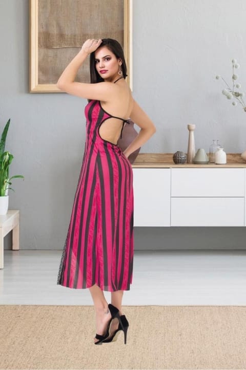 Çizgili Dantel Detaylı Tek Parça Body İzabel 2011 - Fuşya