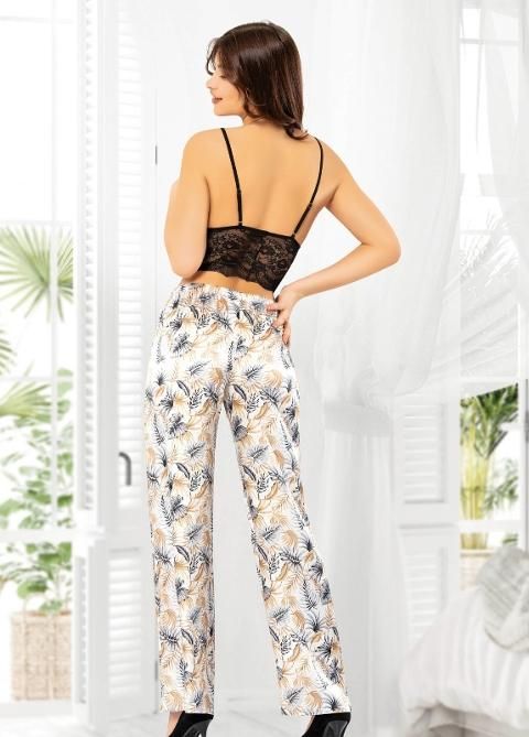 Dantel Detaylı Kısa Kollu Saten Pijama Takımı Miss Laris 5025 - 2