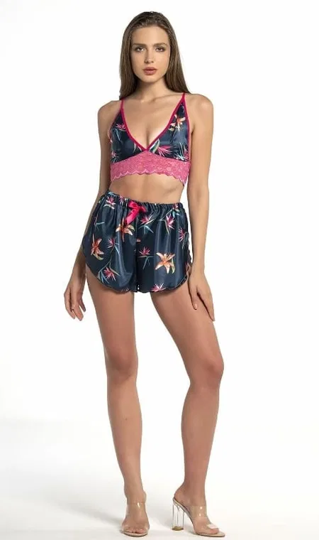 Dantel Detaylı Bralet Saten Şortlu Takım Nathalie 1002