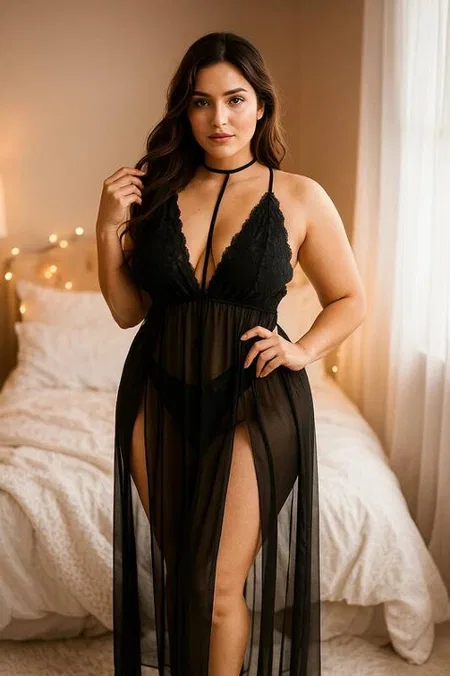 Transparan Dantelli Uzun Body Venlisa 2500 - Siyah