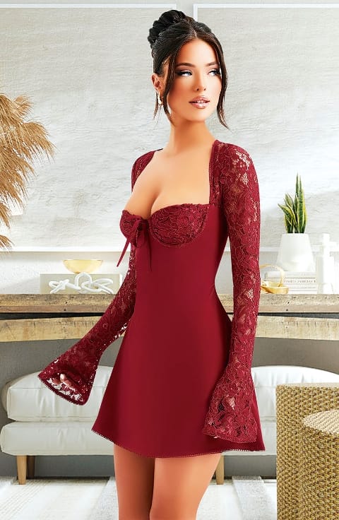 Dantel Kol Detaylı Midi Elbise Pembe Pink Night 1309