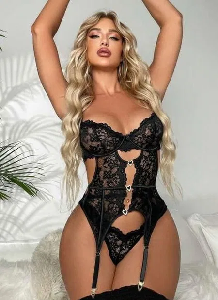 Dantel Detaylı Jartiyer Takım Bodysuit Loomerie 392 - Siyah