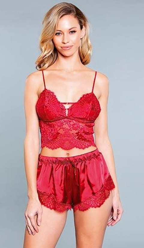 Dantelli Kırmızı Fantazi Büstiyer Şort Takım Loomerie 270