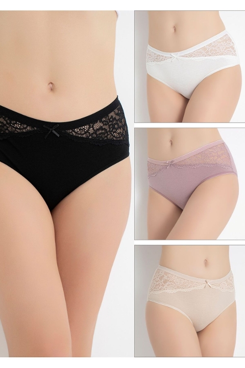 Dantelli Yüksek Bel Külot Mor Confeo 804-517