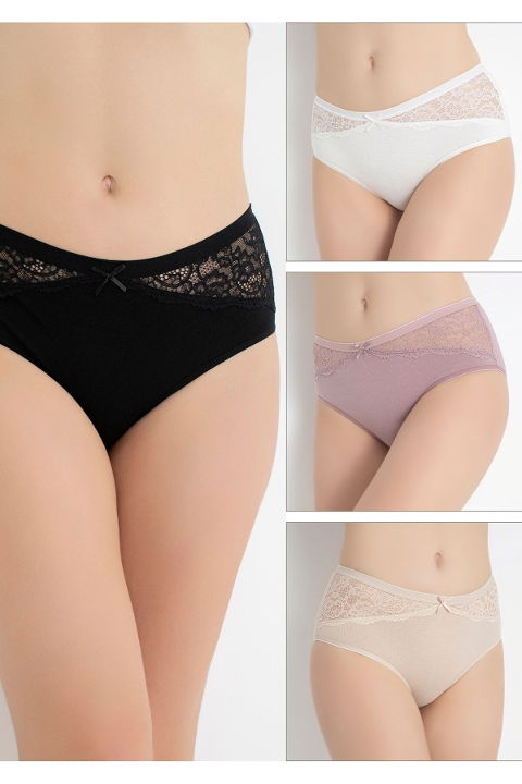 Dantelli Yüksek Bel Külot Mor Confeo 804-517