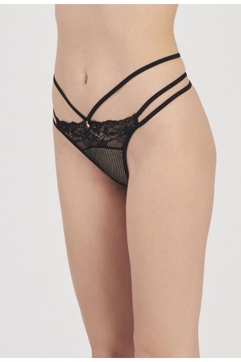 Dantelli Yüksek Bel String Külot Moonlight 3216 - Siyah