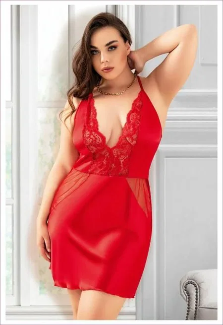 Dantelli Transparan Parçalı Sırtı Çapraz Askılı Gecelik Miss Laris 4042