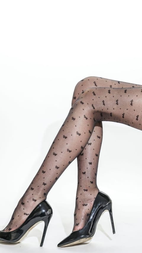 Fiyonk Desenli Daymod Külotlu Çorap Mor Somon Daymod 1121202 - Siyah