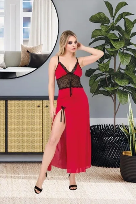 Dantel Detaylı Tek Parça Fantazi Body İzabel 2006 - Kırmızı
