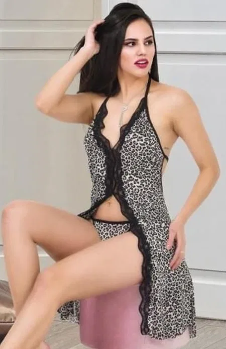 Desenli Siyah Dantel Body İzabel 1007 - 2