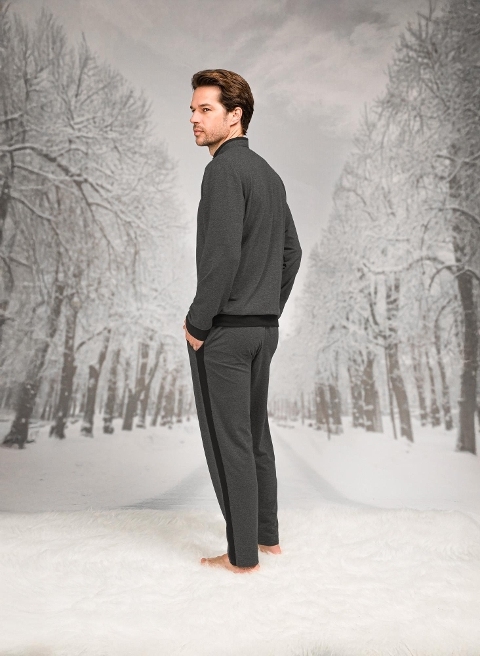 Dik Yaka Uzun Kollu Pijama Takımı Pamuklu Doreanse 26K4594 - 2