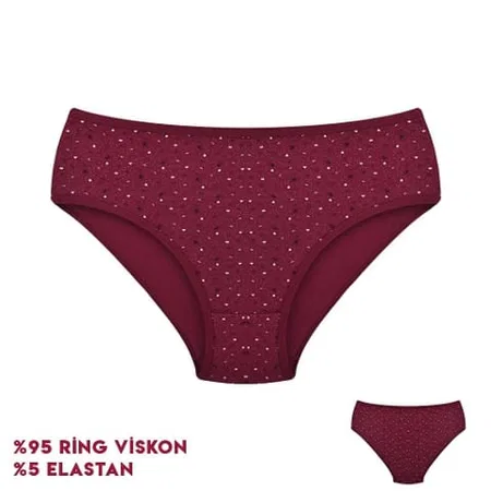 Yüksek Bel Destekli Bikini Külot Bordo Dondeza 264