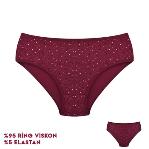 Yüksek Bel Destekli Bikini Külot Bordo Dondeza 264 - Görsel