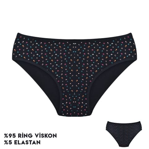 Desenli Yüksek Bel Kadın Bikini Külot Dondeza 264-13