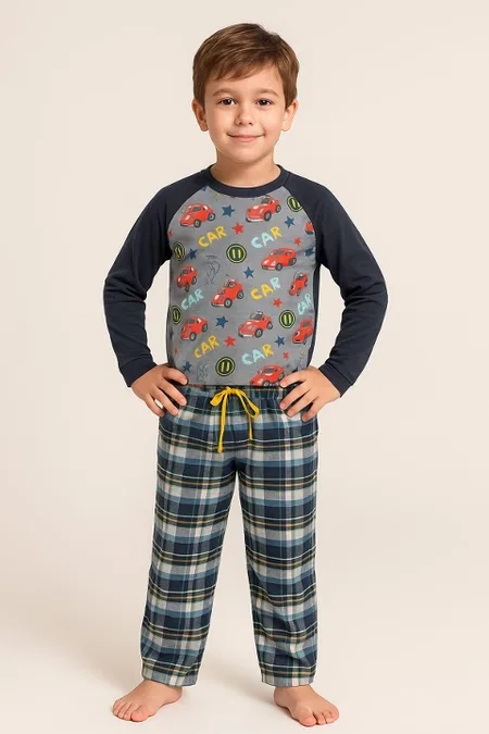 Erkek Çocuk Ekoseli Pijama Takımı DoReMi 002-000595 - Desenli