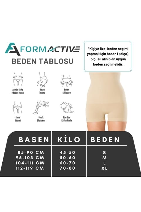 Dikişsiz Kademeli Kompresyon Toparlayıcı Mini Boxer Korse FormActive 1055 - Ten