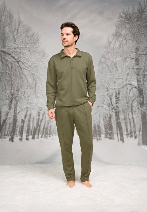 Düğmeli Cepli Uzun Kollu Erkek Pijama Takımı Doreanse 26K4592